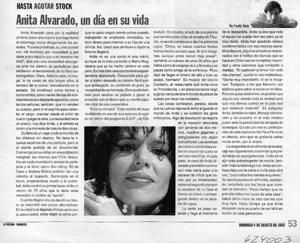 Anita Alvarado, un día en su vida  [artículo] Freddy Stock