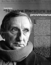 "Nuestra literatura es cerrada provinciana, autorreferente"  [artículo] Alvaro Matus