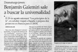 Benjamín Galemiri sale a buscar la universalidad  [artículo] Verónica San Juan