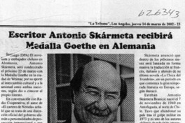 Escritor Antonio Skármeta recibirá Medalla Goethe en Alemania  [artículo]