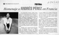 Homenaje a Andrés Pérez en Francia  [artículo]