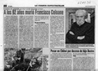 A los 92 años murió Francisco Coloane  [artículo]