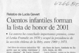 Cuentos infantiles forman la lista de honor de 2001  [artículo]