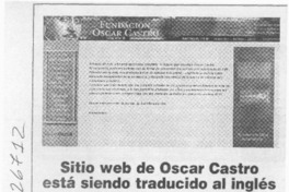 Sitio web de Oscar Castro está siendo traducido al inglés  [artículo] Patricio Rodríguez