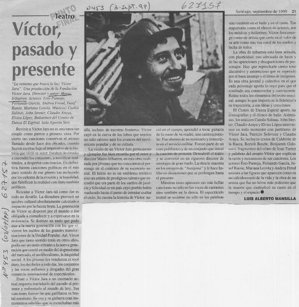 Víctor, pasado y presente  [artículo] Luis Alberto Mansilla