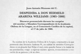 Despedida a don Hermelo Arabena Williams (1905-2000)  [artículo] Juan Antonio Massone