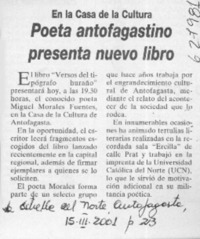 Poeta antofagastino presenta nuevo libro  [artículo]