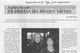 Isabel Allende, en defensa del bosque nativo  [artículo] Malú Sierra