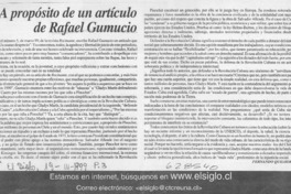 A propósito de un artículo de Rafael Gumucio  [artículo] Fernando Quilodrán