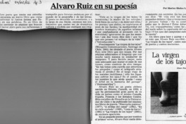 Alvaro Ruiz en su poesía  [artículo] Marino Muñoz Lagos