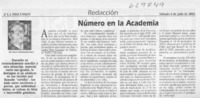 Número en la academia  [artículo] Sucre Valenzuela Zura