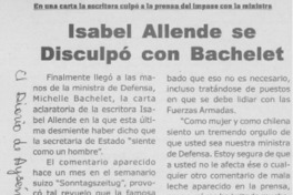 Isabel Allende se disculpó con Bachelet  [artículo]