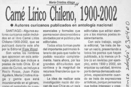 Carné lírico chileno, 1900-2002  [artículo]