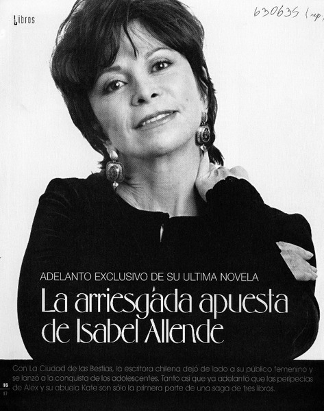 La arriesgada apuesta de Isabel Allende  [artículo] Alejandra Rivera
