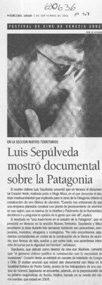 Luis Sepúlveda mostró documental sobre la Patagonia  [artículo]