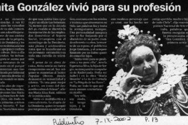 Anita González vivio para su profesión  [artículo]