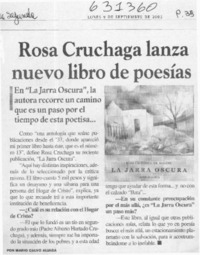 Rosa Cruchaga lanza nuevo libro de poesía  [artículo] Mario Calvo Aliaga