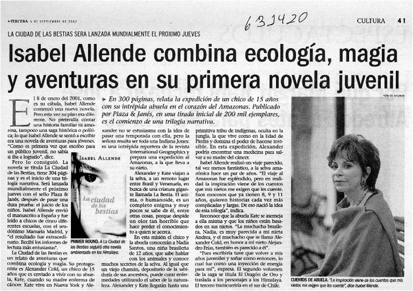 Isabel Allende combina ecología, magia y aventura en su primera novela juvenil