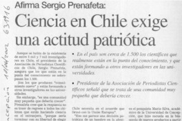 Ciencia en Chile exige una actitud patriótica  [artículo]