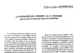 La Invención del hombre es un relámpago que cruza el silencio hacia las estrellas  [artículo] Edmundo Herrera