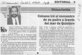 Coloane irá al encuentro de su padre a través del mar de Quintero  [artículo] Roberto Silva Bijit