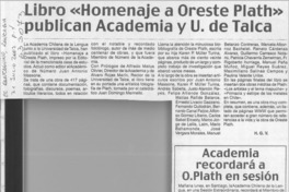 Libro "Homenaje a Oreste Plath" publican Academia y U. de Talca  [artículo] H. G. V.