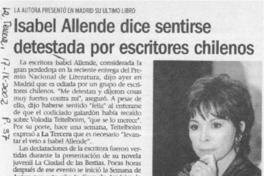 Isabel Allende dice sentirse detestada por escritores chilenos  [artículo]