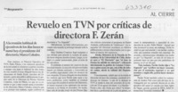 Revuelo con TVN por críticas de directora F. Zerán  [artículo]