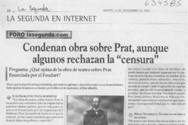 Condenan obra sobre Prat, aunque algunos rechazan la "censura"  [artículo]