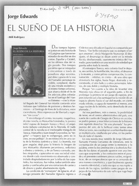 El sueño de la historia  [artículo] Mili Rodríguez Villouta