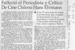 Falleció el periodista y crítico de cine chileno Hans Ehrmann  [artículo]