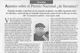 Apuntes sobre el Premio Nacional ¿de literatura?  [artículo] Luis López-Aliaga