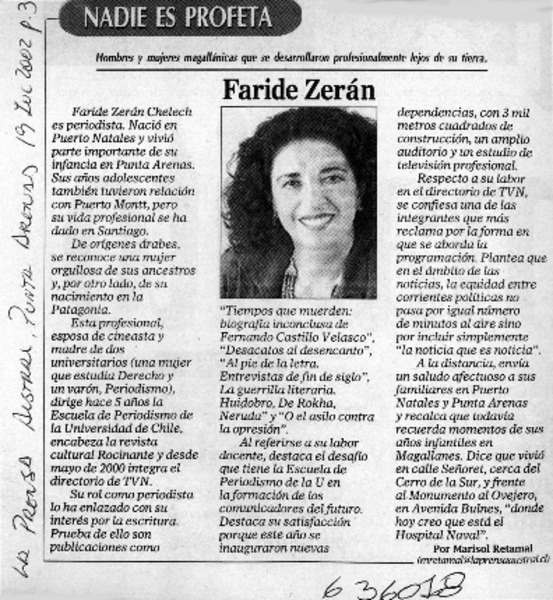 Faride Zerán  [artículo] Marisol Retamal