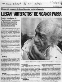 Llegan "artefactos" de Nicanor Parral  [artículo]