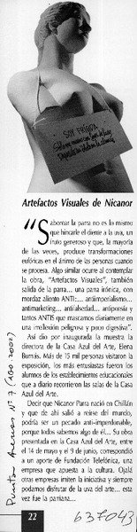 Artefactos visuales de Nicanor  [artículo]