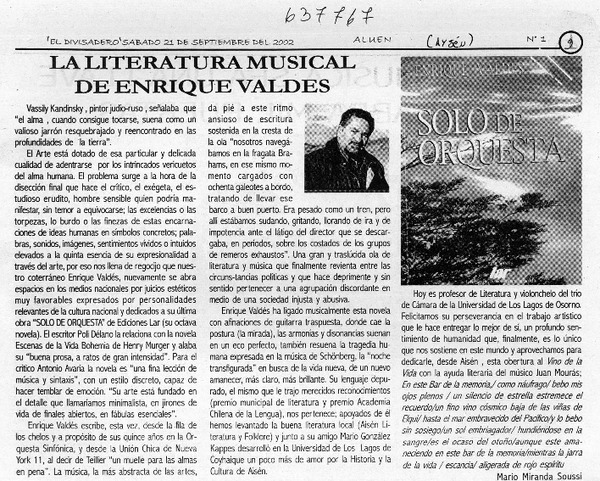 La literatura musical de Enrique Valdés  [artículo] Mario Miranda Soussi