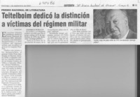 Teitelboim dedicó la distinción a víctimas del régimen militar  [artículo]