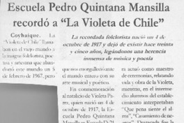 Escuela Pedro Quintana Mansilla recordó a "La Violeta de Chile"  [artículo]