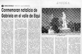 Conmemoran natalicio de Gabriela en el valle de Elqui  [artículo] Sergio Majul