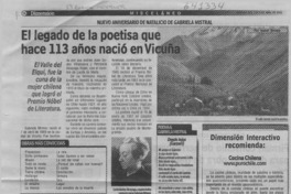 El legado de la poetisa que hace 113 años nació en Vicuña  [artículo] Isabel Orrego