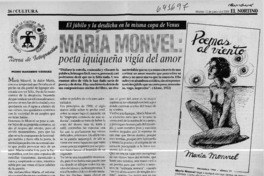 María Monvel, poeta iquiqueña vigía del amor  [artículo] Pedro Marambio Vásquez