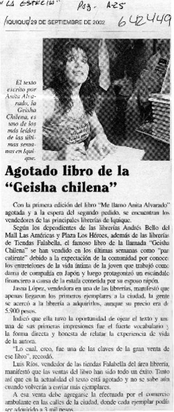 Agotado libro de la "Geisha chilena"  [artículo]