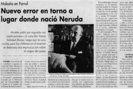 Nuevo error en torno a lugar donde nació Neruda  [artículo] César Hormazábal