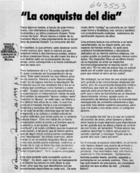 "La conquista del día"  [artículo] Luis Agoni Molina