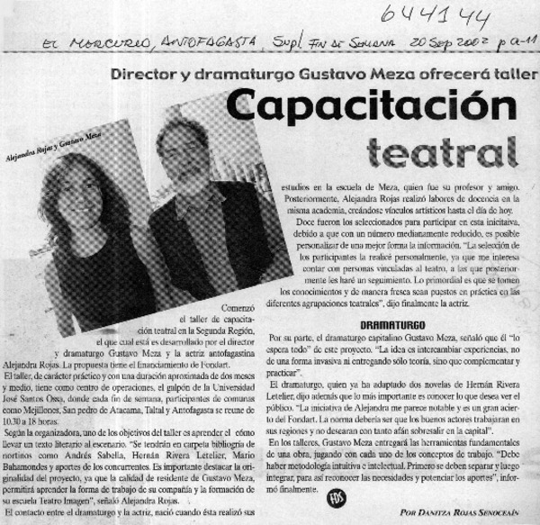 Capacitación teatral  [artículo] Danitza Rojas Senoceaín