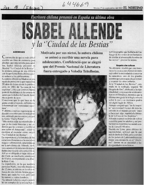 Isabel Allende y la Ciudad de las bestias