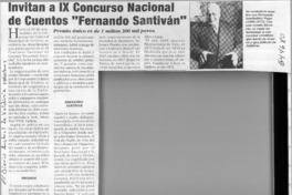 Invitan a IX Concurso Nacional de Cuentos "Fernando Santiván"  [artículo]
