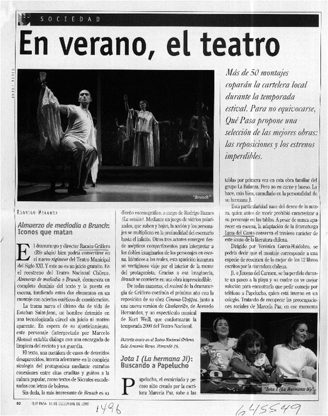 En verano, el teatro  [artículo] Rodrigo Miranda C.