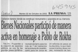 Bienes Nacionales participó de manera activa en homenaje a Pablo de Rokha  [artículo]