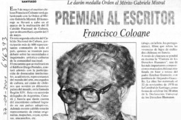 Premian al escritor Francisco Coloane  [artículo]